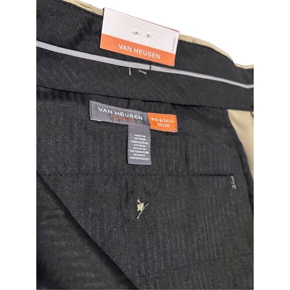 Van Heusen Traveler Big & Tall Men’s Pants 38W x 38L Cedarwood Khaki Flex Waistb - Picture 7 of 11